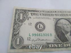 RARE Series 1981 1 One Dollar Bill Error Note Blank Back Currency Misprint