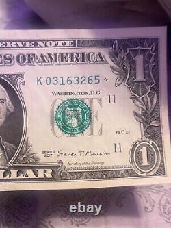 Rare series 2017 One Dollar Star Noted bill, collectors item