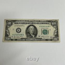 Series 1977 US One Hundred Dollar Bill $100 Dallas K 07966358 A