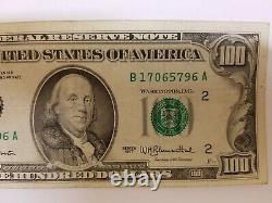 Series 1977 US One Hundred Dollar Note Bill $100 New York B17065796A