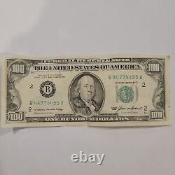 Series 1985 QUAD DOUBLE US One Hundred Dollar Bill $100 Washington DC B 44774455