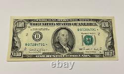 Series 1990 US One Hundred Dollar Bill $100 New York B 07384791 Star Note