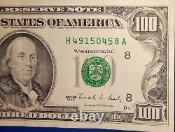 Series 1990 US One Hundred Dollar Bill $100 St Louis H 49150458 A