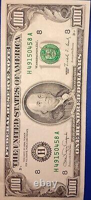 Series 1990 US One Hundred Dollar Bill $100 St Louis H 49150458 A