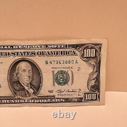 Series 1993 US One Hundred Dollar Bill $100 New York B 47363880 A