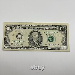 Series 1993 US One Hundred Dollar Bill $100 New York B 59615995 B small face