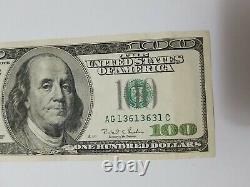 Series 1996 US One Hundred Dollar Bill $100 Chicago AG 13613631 C
