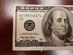 Series 1996 US One Hundred Dollar Bill $100 New York AB 49434217 L