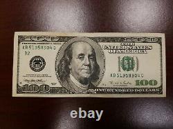 Series 1996 US One Hundred Dollar Bill $100 New York AB 51958904 G