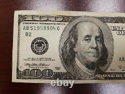Series 1996 US One Hundred Dollar Bill $100 New York AB 51958904 G