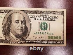Series 1996 US One Hundred Dollar Bill $100 Richmond AE 02897723 A