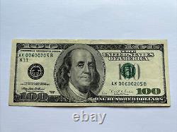 Series 1996 US One Hundred Dollar Bill Note $100 Dallas AK 00600205 B
