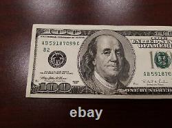 Series 1996 US One Hundred Dollar Bill Note $100 New York AB 59187099 G