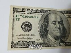 Series 1996 US One Hundred Dollar Bill Note $100 Richmond AE 70359863 A
