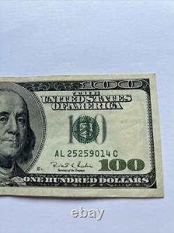 Series 1996 US One Hundred Dollar Bill Note $100 San Francisco AL 25259014 C