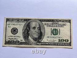 Series 1996 US One Hundred Dollar Bill Star Note $100 New York AB12812776
