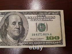Series 1999 US One Hundred Dollar Bill Note $100 New York BB 82716024 A