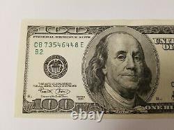 Series 2001 US One Hundred Dollar Bill $100 New York CB 73546448 E