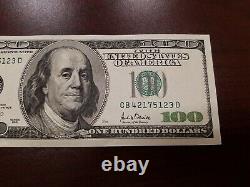 Series 2001 US One Hundred Dollar Bill Note $100 New York CB 42175123 D
