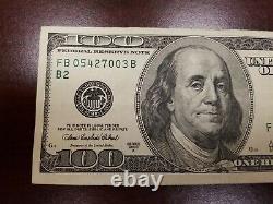 Series 2003 A US One Hundred Dollar Bill $100 New York FB 05427003 B
