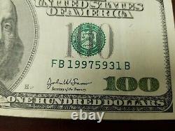Series 2003 A US One Hundred Dollar Bill $100 New York FB 19975931 B