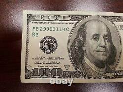 Series 2003 A US One Hundred Dollar Bill $100 New York FB 29903114 C