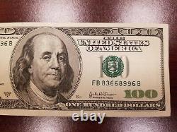 Series 2003 A US One Hundred Dollar Bill $100 New York FB 83668996 B