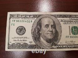Series 2003 A US One Hundred Dollar Bill Note $100 Atlanta FF 98320402 B