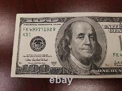 Series 2003 A US One Hundred Dollar Bill Note $100 Dallas FK 49977192 B