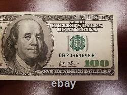 Series 2003 US One Hundred Dollar Bill $100 New York DB 20964646 B