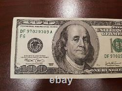 Series 2003 US One Hundred Dollar Bill Note $100 Atlanta DF 97029309 A