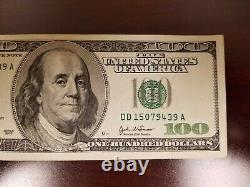Series 2003 US One Hundred Dollar Bill Note $100 Cleveland DD 15079439 A