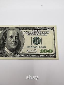 Series 2006 A US One Hundred Dollar Bill $100 Atlanta KF 75681096 B
