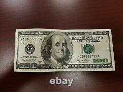 Series 2006 A US One Hundred Dollar Bill $100 Chicago KG 56555755 A