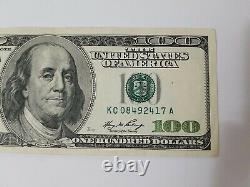Series 2006 A US One Hundred Dollar Bill $100 Philadelphia KC 08492417 A