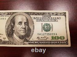 Series 2006 A US One Hundred Dollar Bill Note $100 Boston KA 12735699 A