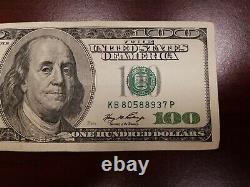 Series 2006 A US One Hundred Dollar Bill Note $100 KB 80588937 P