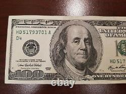 Series 2006 US One Hundred Dollar Bill $100 Cleveland HD 51793701 A
