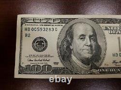 Series 2006 US One Hundred Dollar Bill $100 New York HB 00593283 G