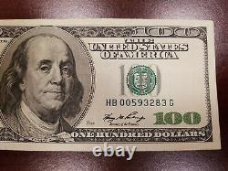 Series 2006 US One Hundred Dollar Bill $100 New York HB 00593283 G
