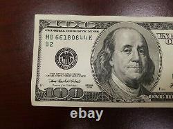 Series 2006 US One Hundred Dollar Bill Note $100 New York HB 66180844 K