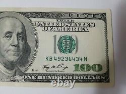 Series 2006 US One Hundred Dollar Bill Note $100 New York KB 49236434 N