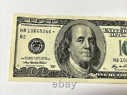 Series 2006 US One Hundred Dollar Bill Star Note $100 New York HB 10665266