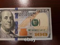 Series 2013 US One Hundred Dollar Bill Note $100 Atlanta MF 66655163 D