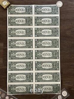 Sheet of 16 Uncut One Dollar Bills 2003 Federal Reserve Bank Notes Rolled