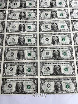 Sheet of 32 Uncut $1 One Dollar Bills 1988A Federal Reserve Bank of N. Y, N. Y