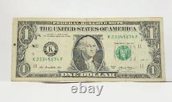 Six Digit Ladder Fancy Serial Number One Dollar Bill K23345674F FW Print