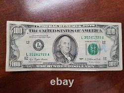 Small Face $100 bill (One Hundred Dollar Bill) Series 1977