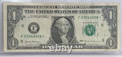 Solid Full Shaded In Star Note Error One Dollar Bill F07543508