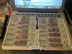 Ten Zimbabwe 50 Trillion Dollar Bank Notes 2008 AA Series (Get One Note Free)
